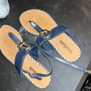 Charlotte Russe Navy and Tan Buckle Sandals
